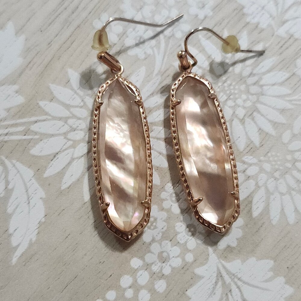 Kendra Scott Peach Pink Layla Rose Gold Drop Earrings